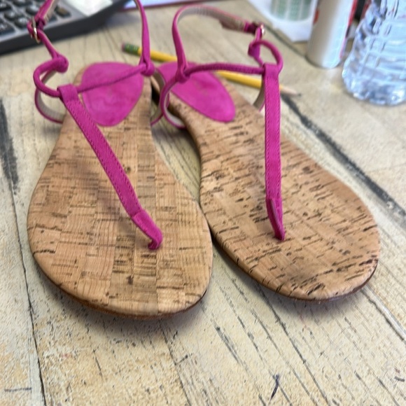ANN TAYLOR Pink Suede and cork thing sandals Size 10 - Picture 4 of 5